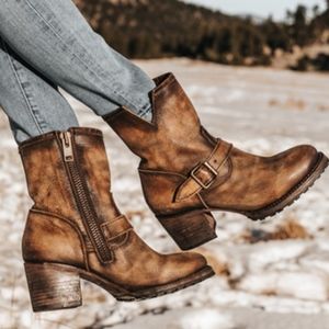 Freebird Carlito booties. Distressed brown. 8
